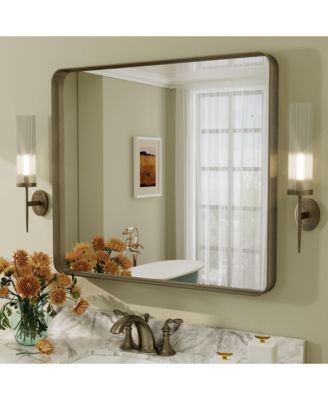 High-Strength Tempered Glass and Aluminum Alloy Framed Wall Decor Bathroom Vanity Mirror in Brushed Bronze