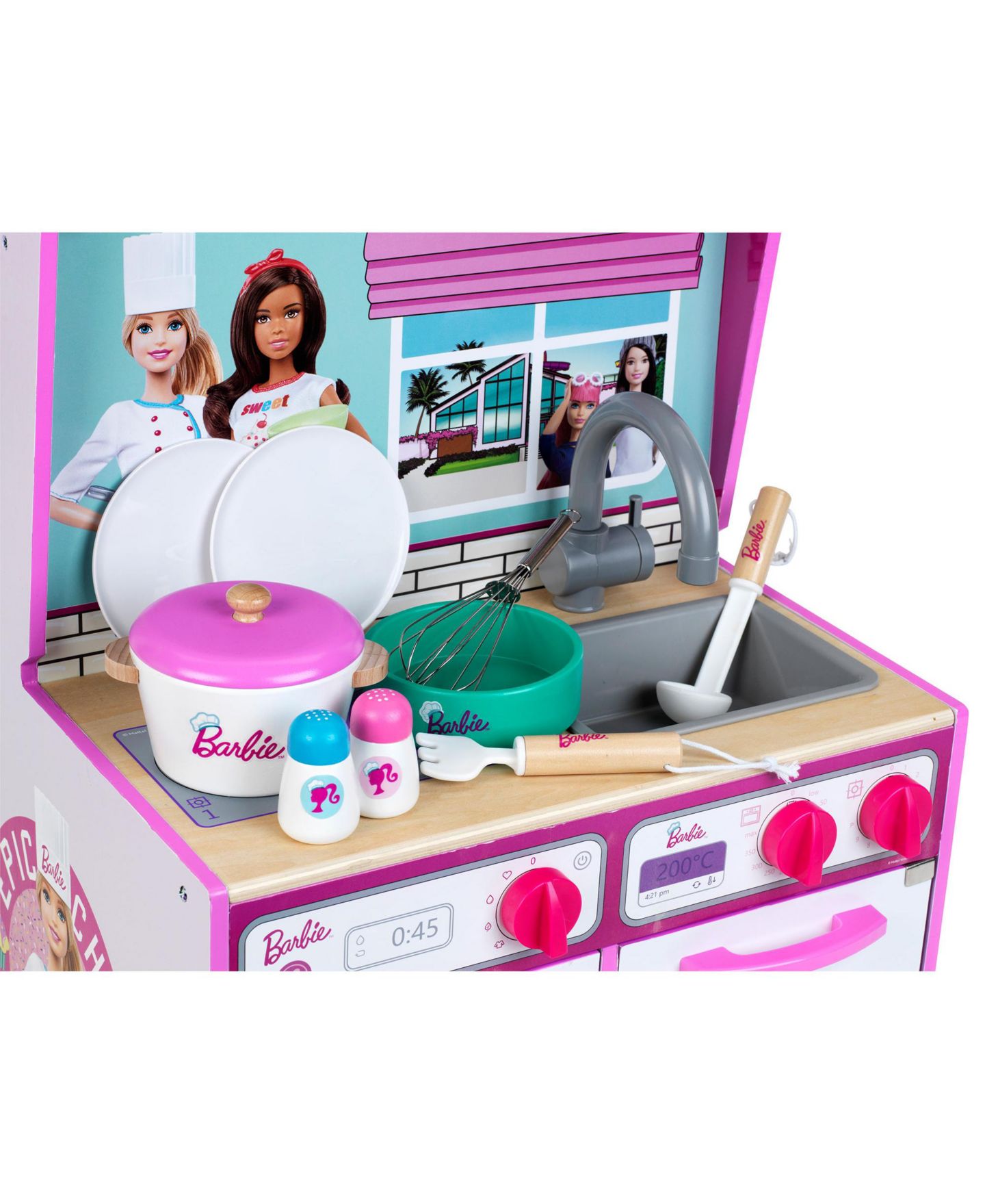 Деревянно-металлическая игрушечная кухня и кукольный домик Barbie Theo Klein 2-в-1 — фото 10