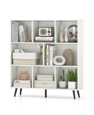 8-Cube Bookcase with Tapered Metal Legs and Anti-Tipping Kits