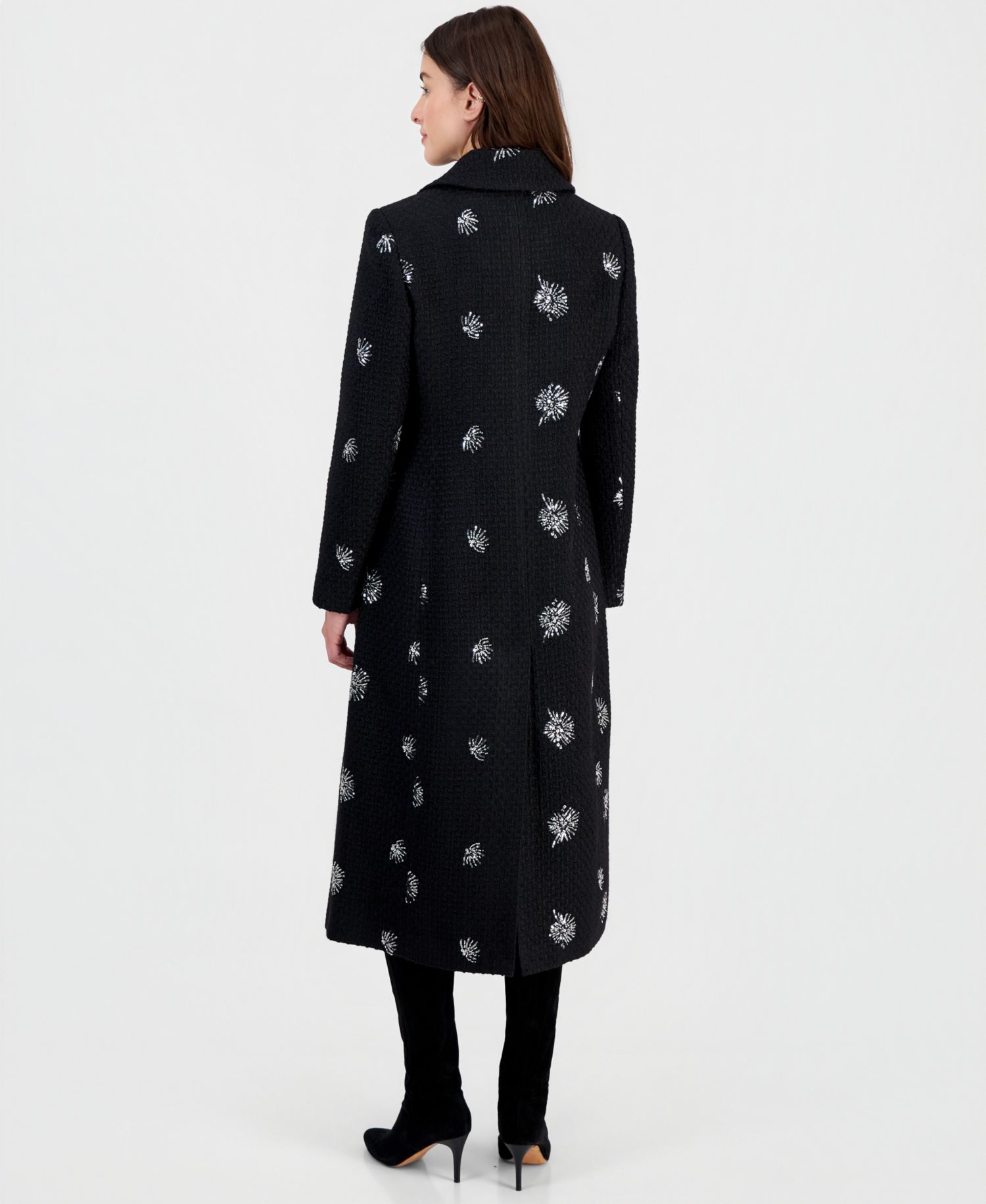 Women's Single-Breasted Sparkle Boucl&eacute; Maxi Coat