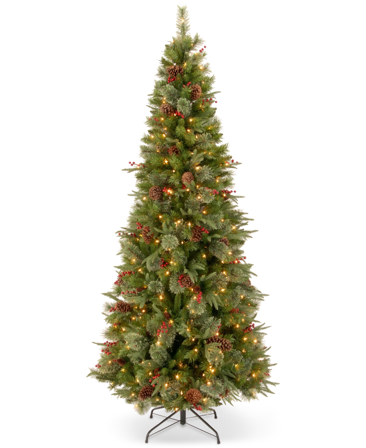 7.5' "Feel-Real" Colonial Slim Hinged Christmas Tree with 400 Clear Lights