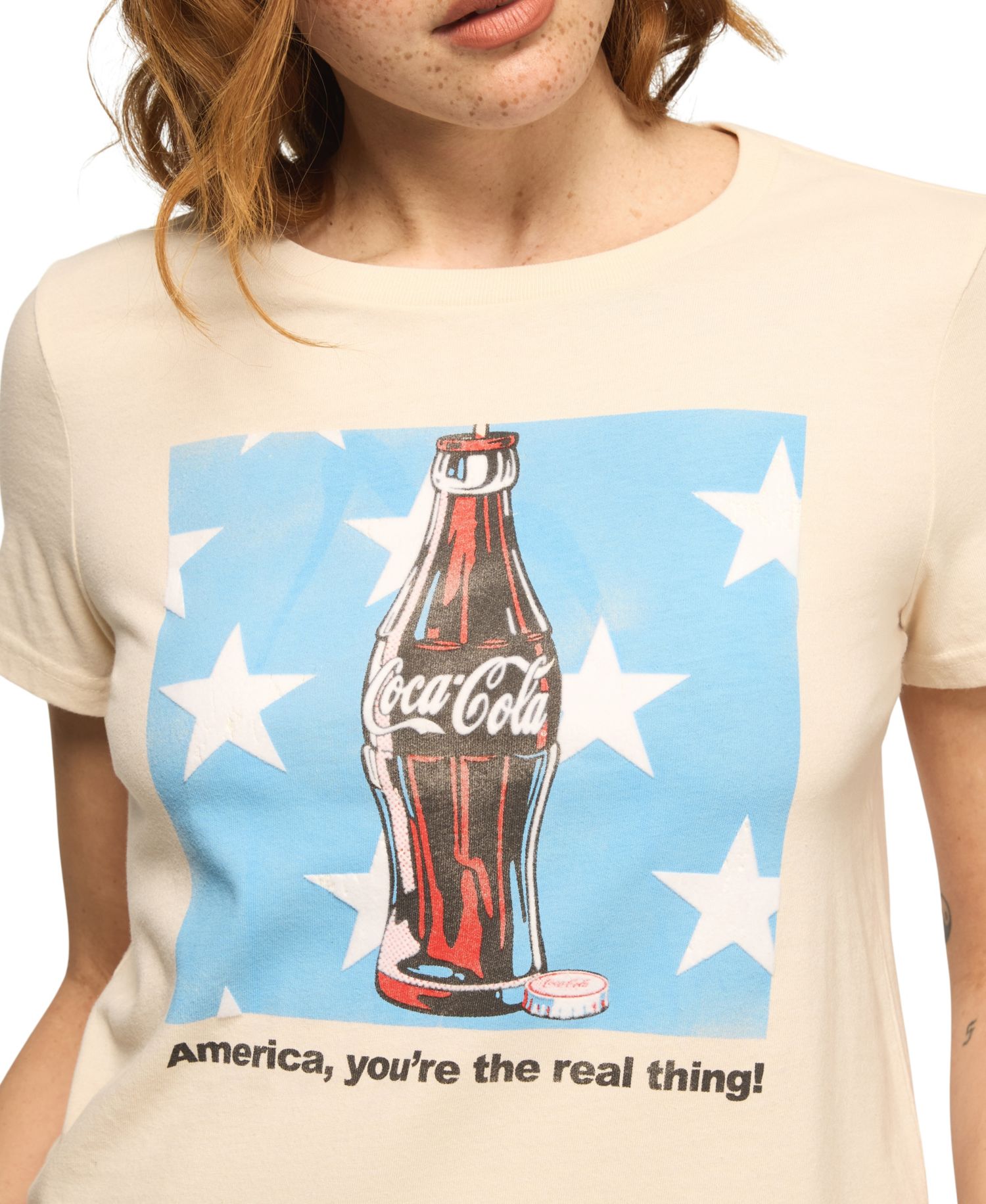 Women's Coca Cola Bottle Stars Classic Crewneck T-Shirt