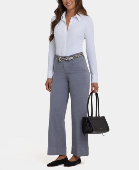 Женские джинсы NYDJ Petite Teresa Wide-Leg Ankle Jeans with Lift Tuck Technology, цвет: Теневой синий