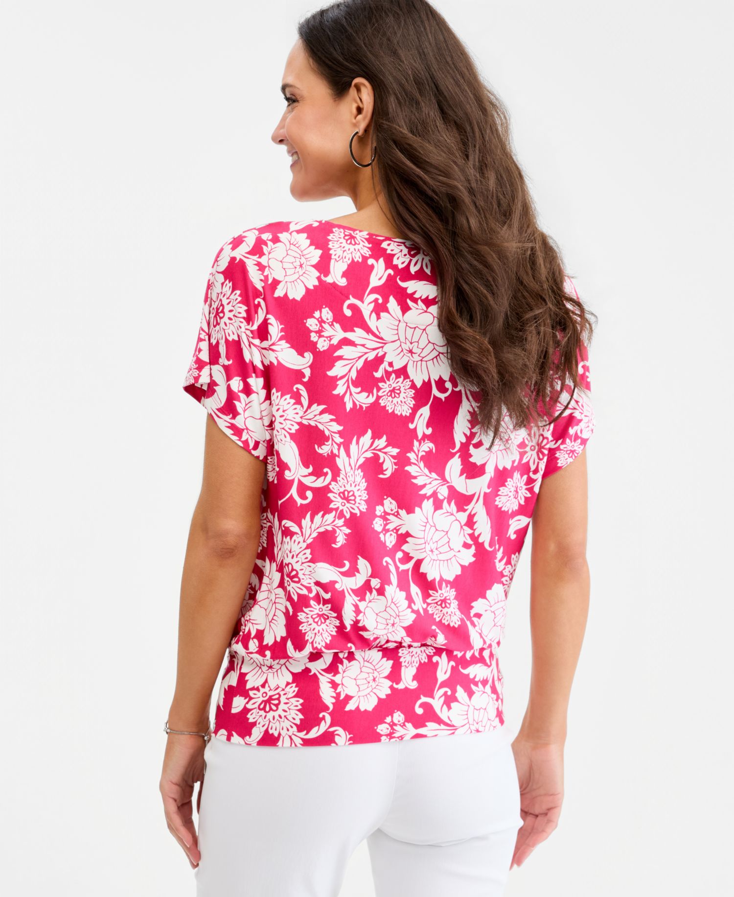 Petite Bianca Floral Banded-Hem T-Shirt