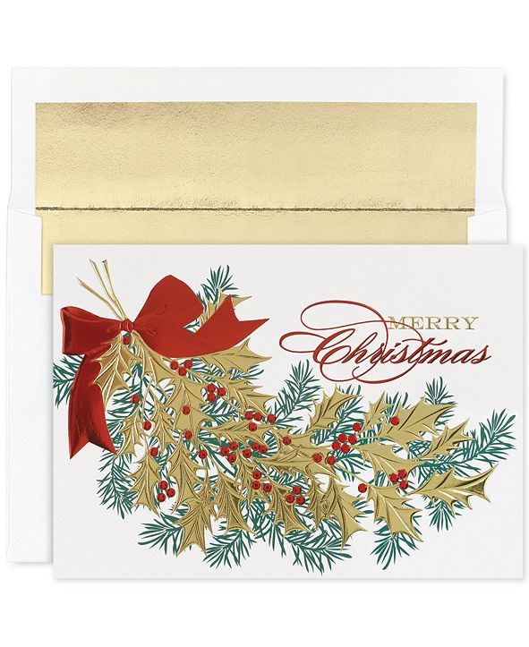 Masterpiece Cards Christmas Holly Set of 16 Boxed Greeting Cards and Envelopes &amp; Reviews