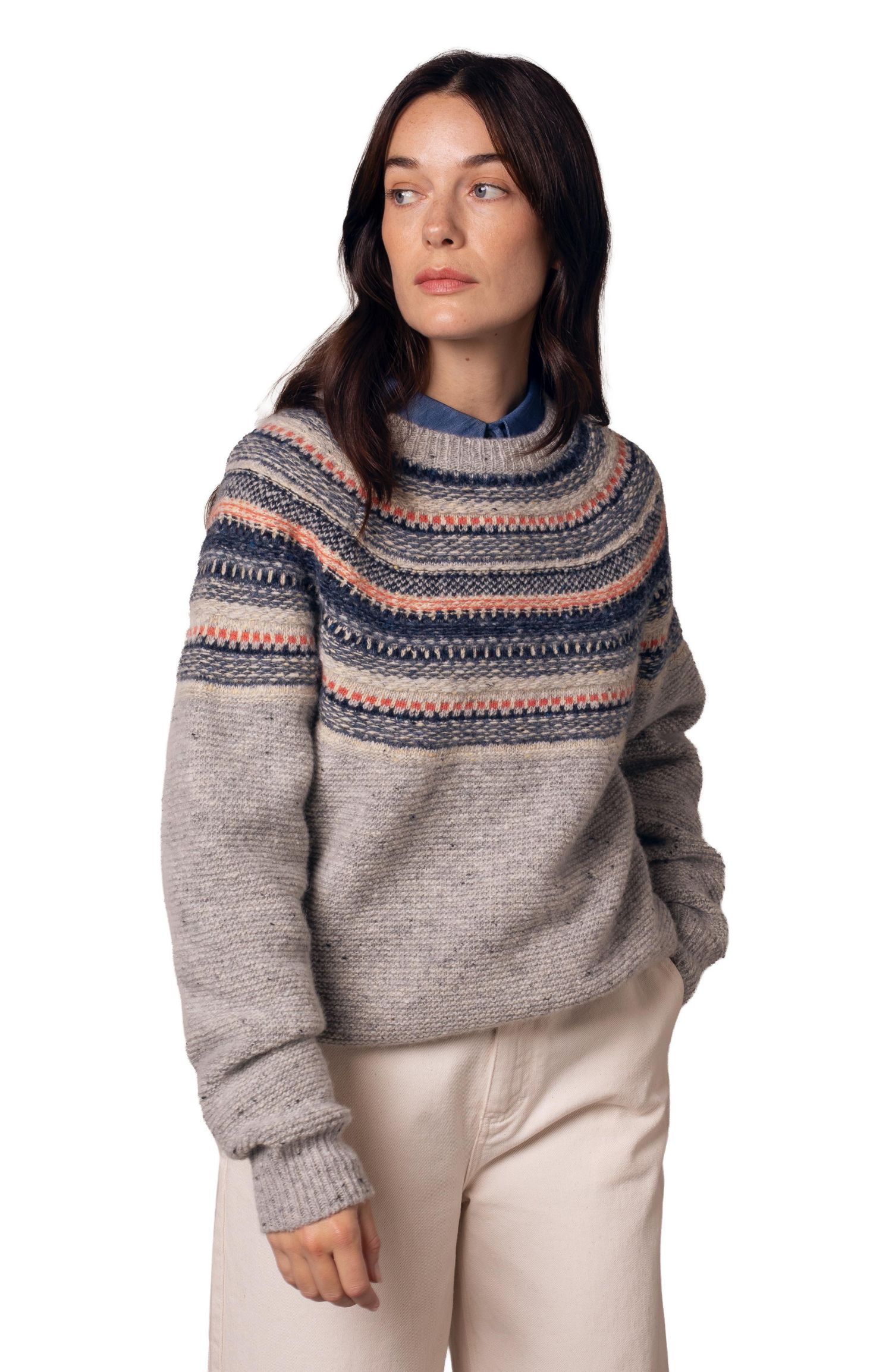 Women's Stitchy Stripe Yoke Sweater