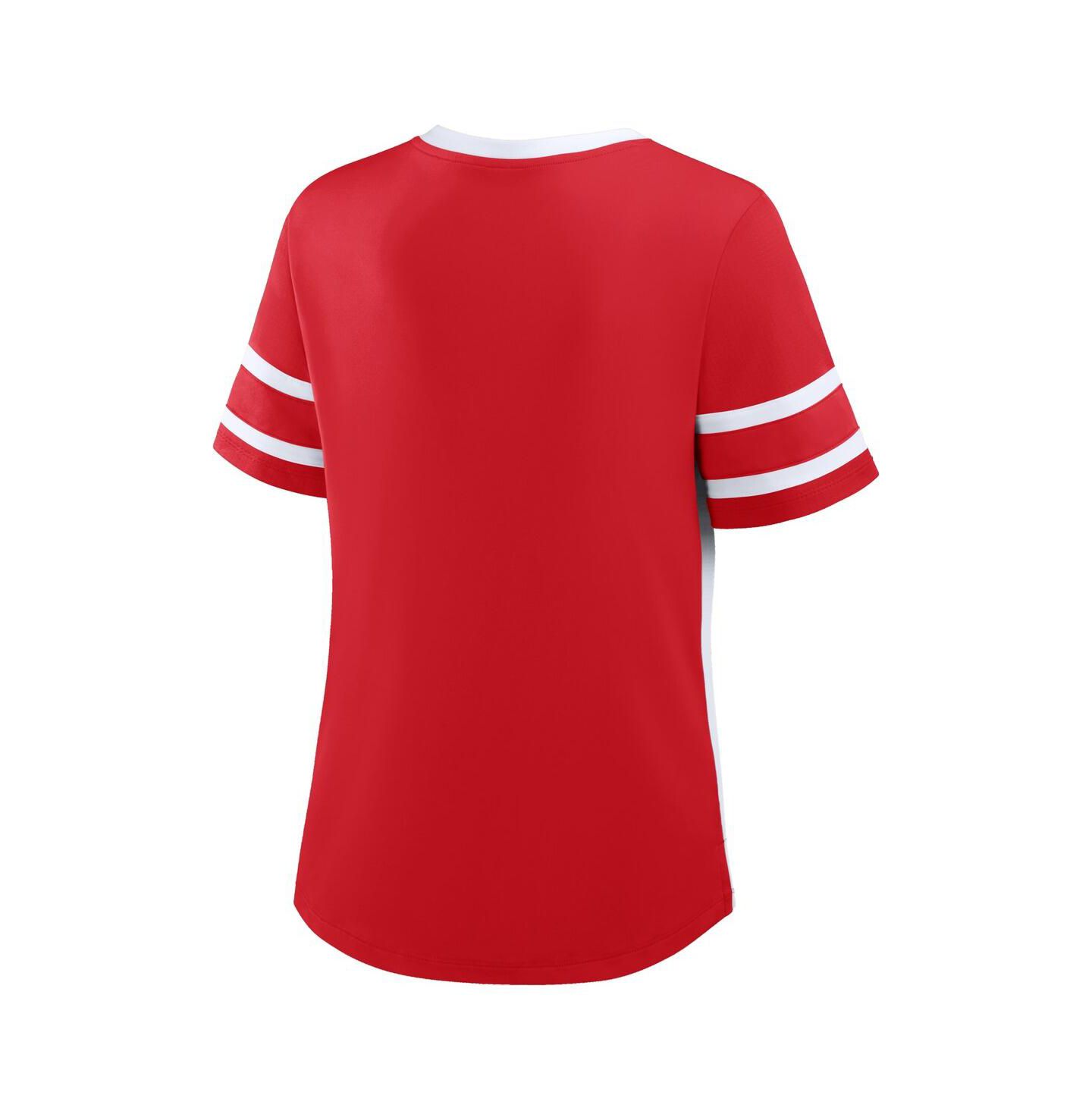 Женская футболка Fanatics Red/White Wisconsin Badgers Be Fearless Athena Lace-Up — фото 3