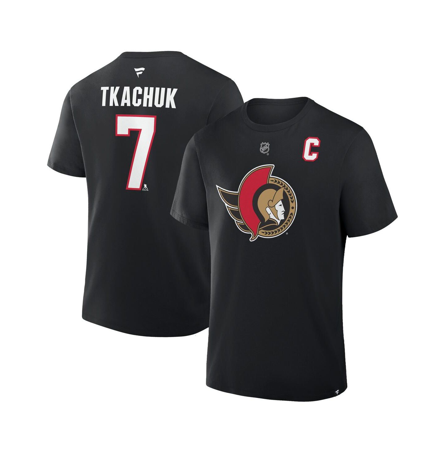 Мужская футболка Fanatics Brady Tkachuk Black Ottawa Senators Authentic Stack Name & Number — фото 1