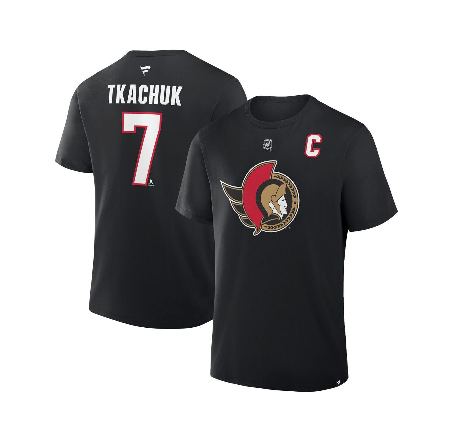 Men's Brady Tkachuk Black Ottawa Senators Authentic Stack Name & Number T-Shirt