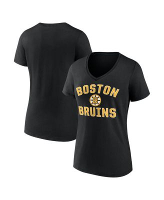 Women's Black Boston Bruins Arch Victory V-Neck T-Shirt