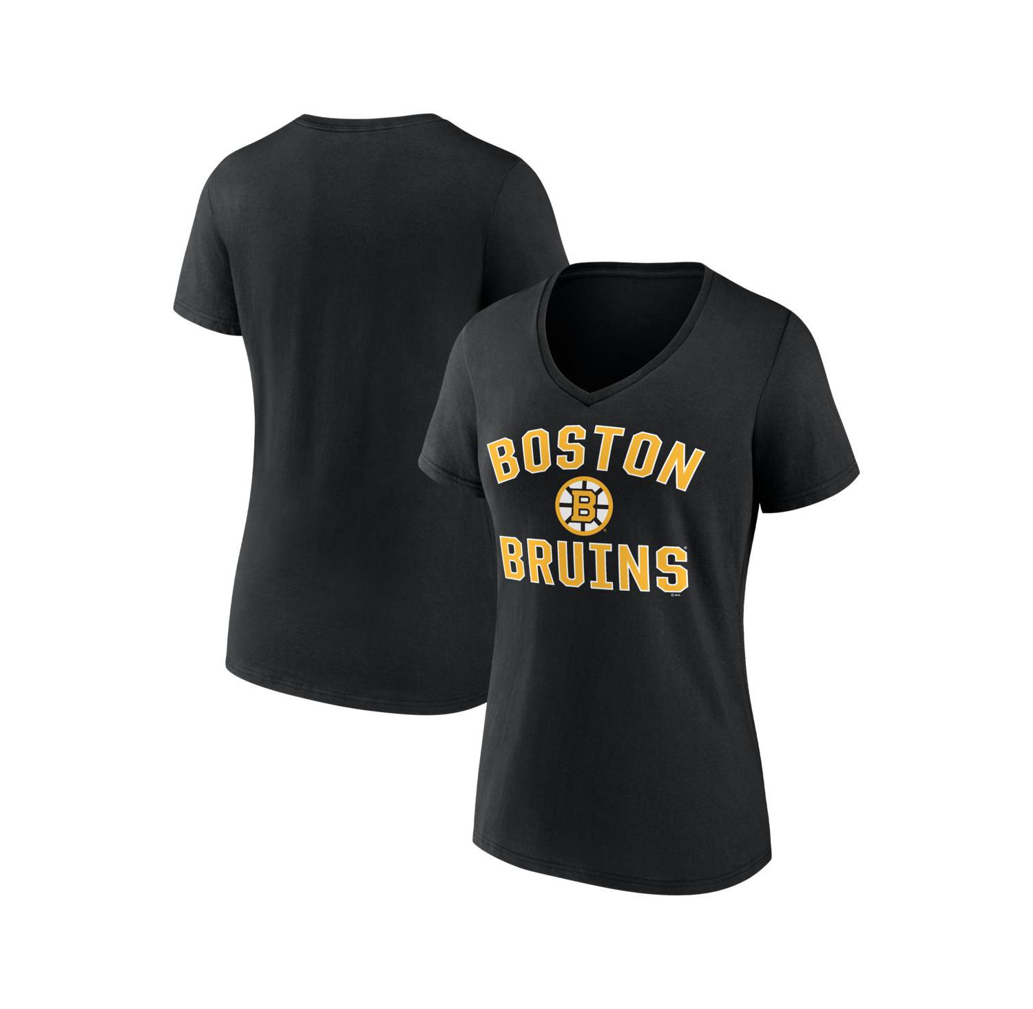 Women's Black Boston Bruins Arch Victory V-Neck T-Shirt