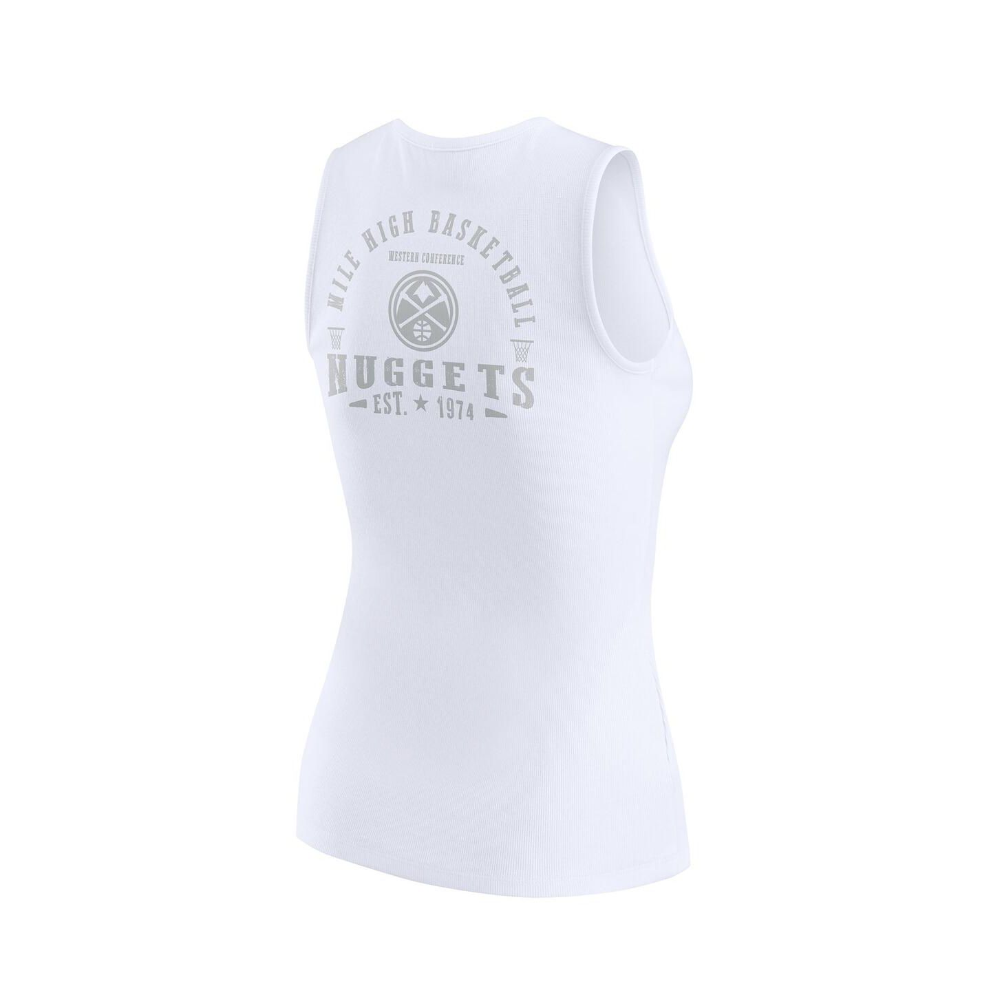 Женский топ WEAR by Erin Andrews White Denver Nuggets Rib-Knit Henley — фото 3