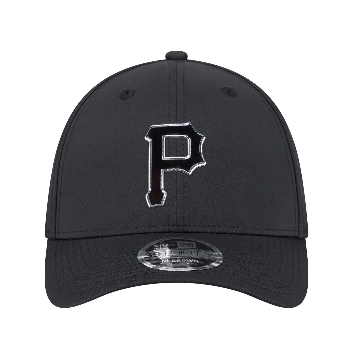 Мужская кепка New Era Black Pittsburgh Pirates Metallic 39THIRTY M-Crown Flex Hat — фото 2