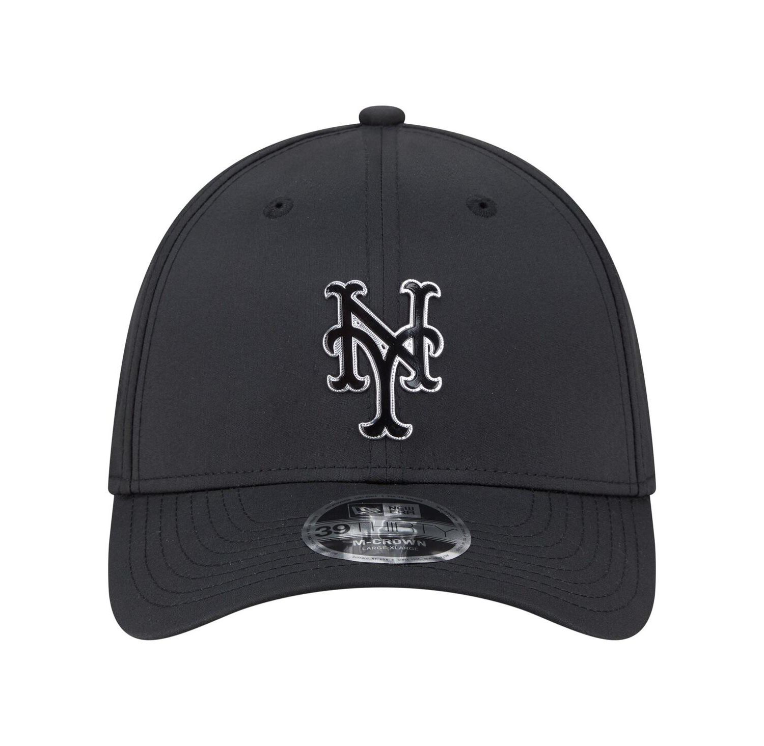 Men's Black New York Mets Metallic 39THIRTY M-Crown Flex Hat
