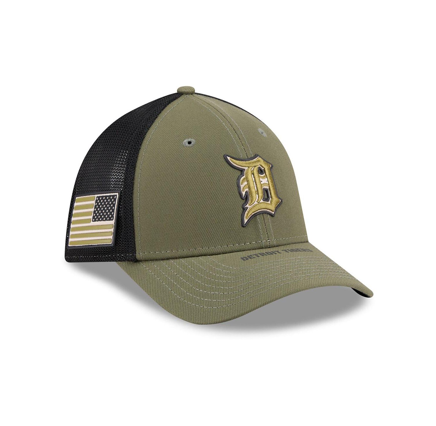 Men's Olive Detroit Tigers 2026 Armed Forces Day 39THIRTY M-Crown Flex Hat