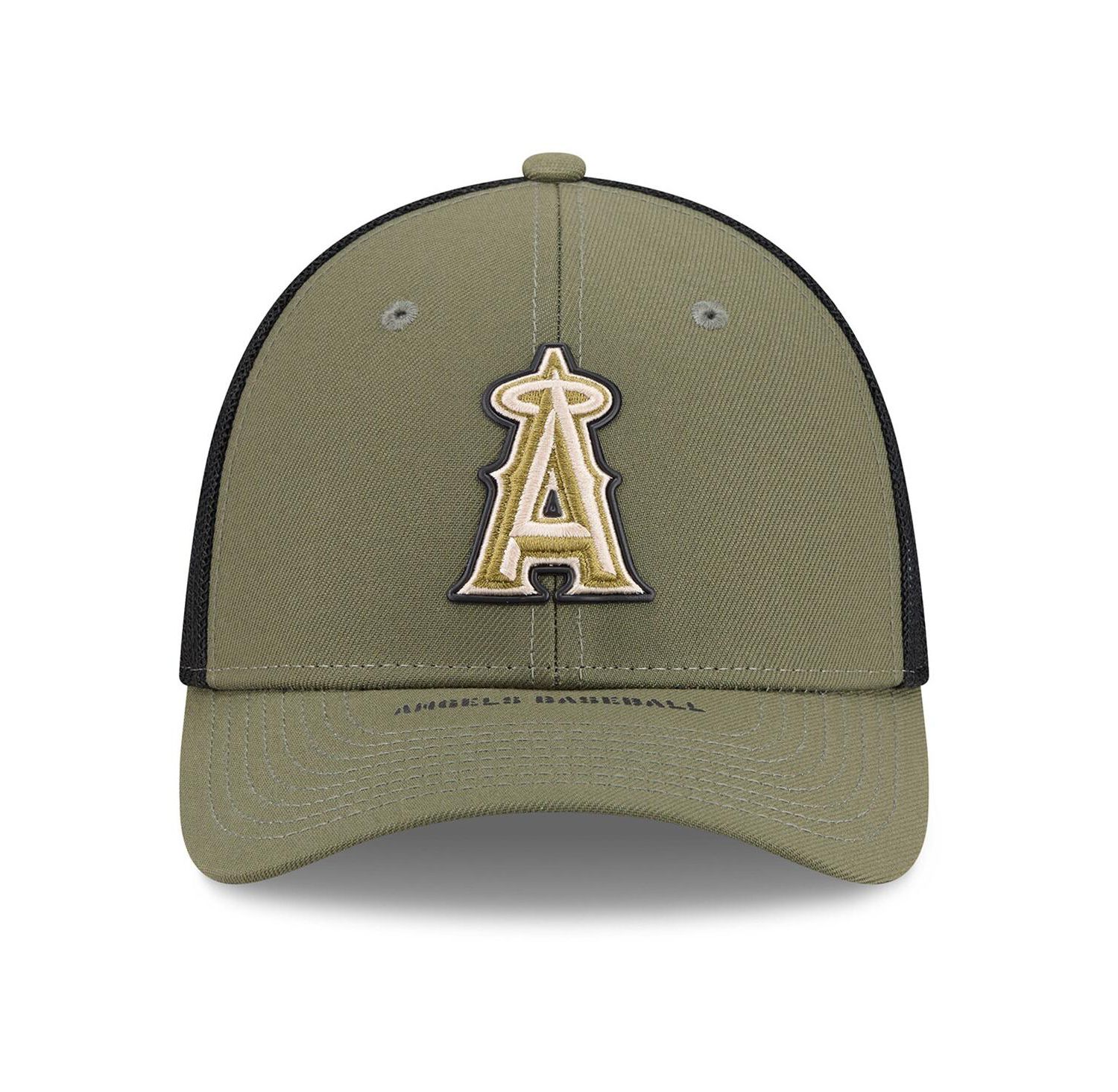 Men's Olive Los Angeles Angels 2026 Armed Forces Day 39THIRTY M-Crown Flex Hat
