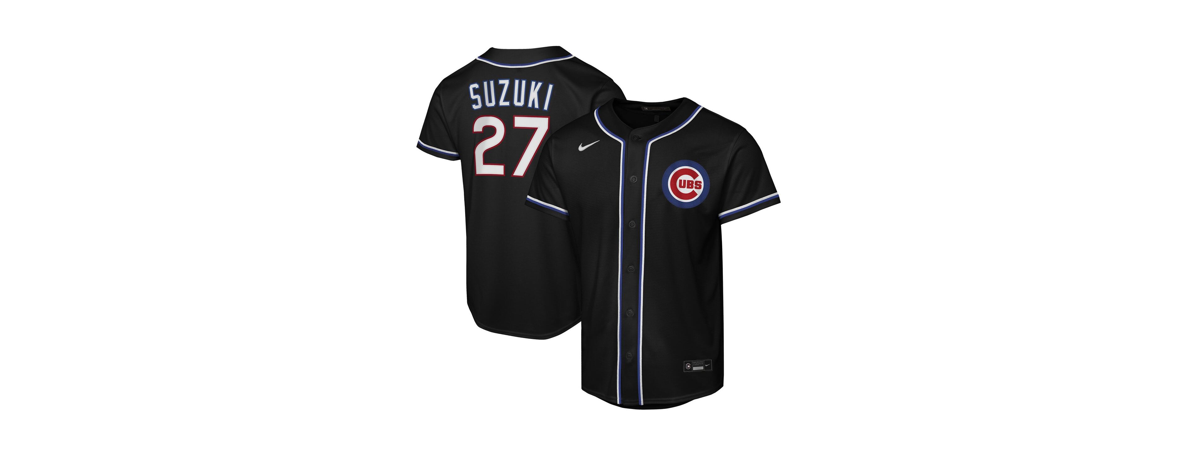 Nike Big Boys and Girls Seiya Suzuki Black Chicago Cubs Fashion Replica Player Jersey