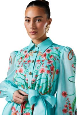 coast organza shirt dress Coast Women's Boarder Printed Organza Shirt Dress in White