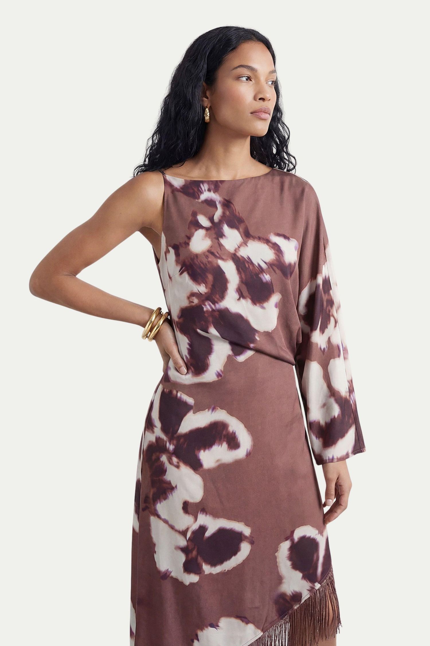 Women's One Shoulder Satin Midi Dress