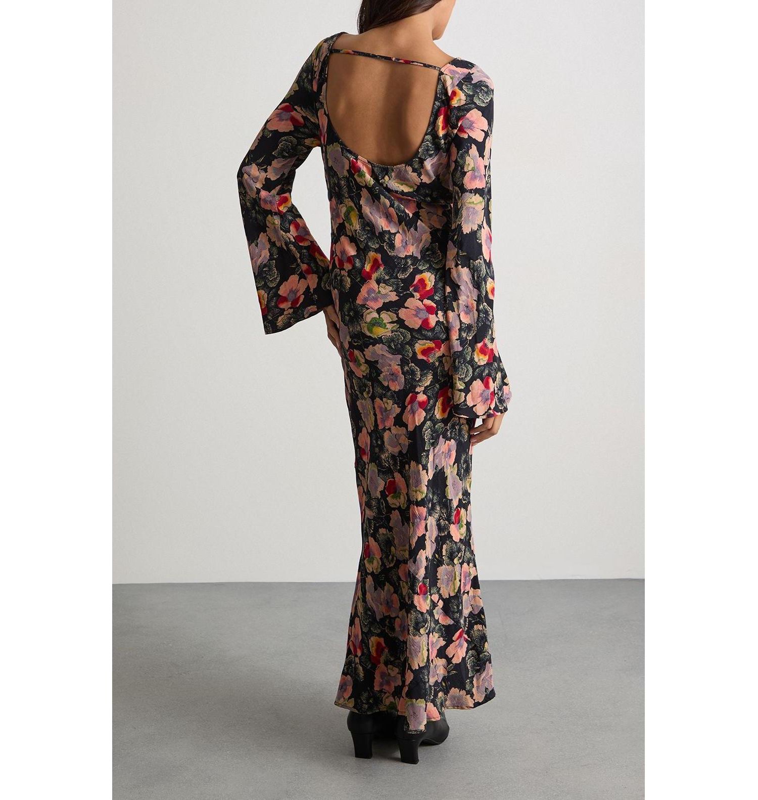 Women's Floral Bias Cut Scoop Back Midaxi Dress