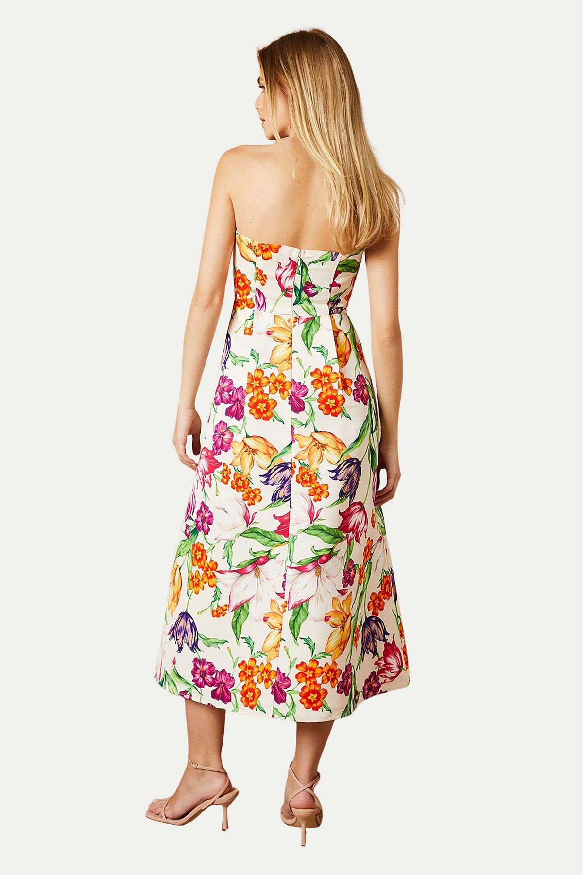 Oasis Women's Floral Twill Strapless Midi Dress view 8 — MAYCSS fashion products