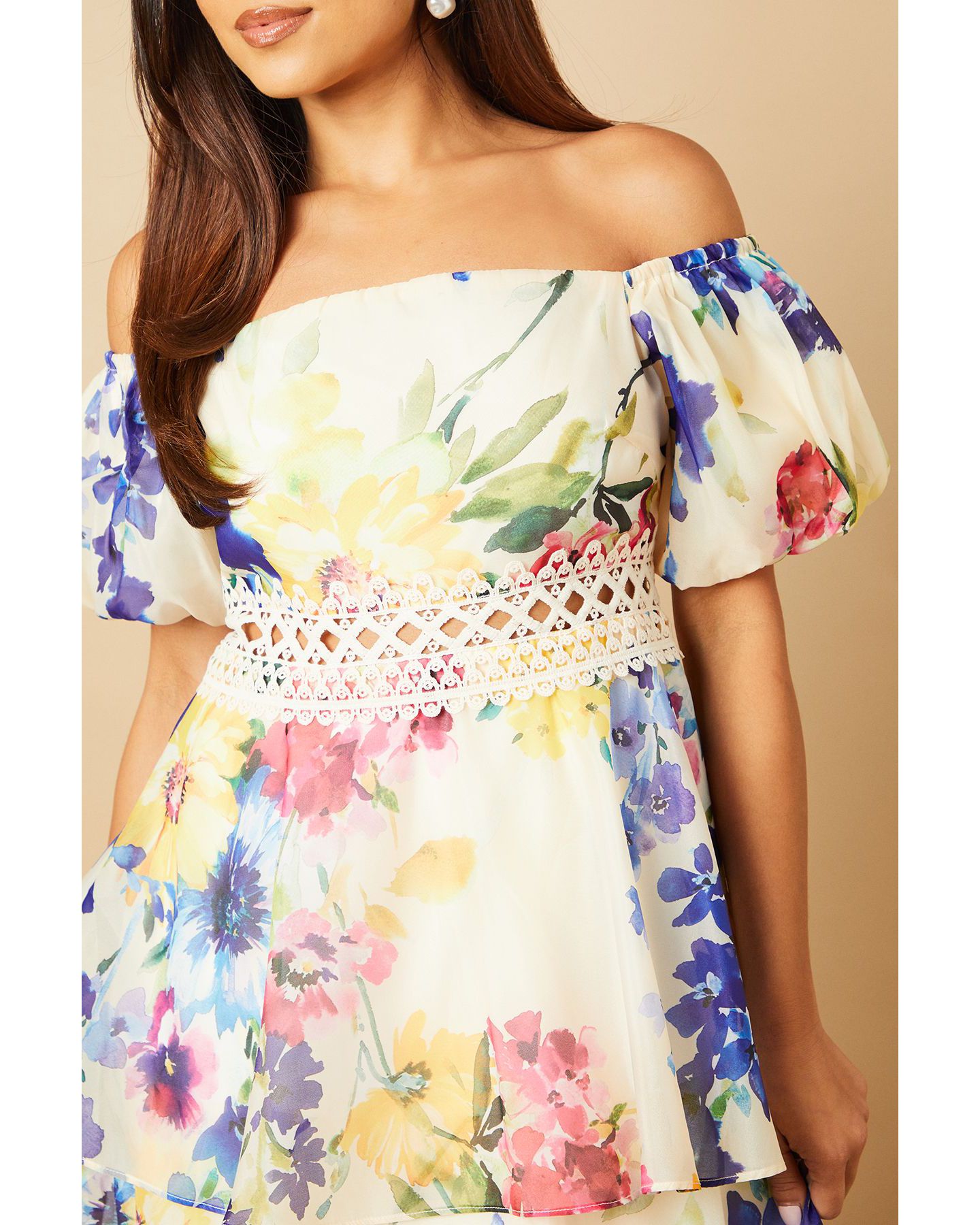 Женское платье Oasis Floral Bardot Midi, цвет: Разноцветный — фото 6