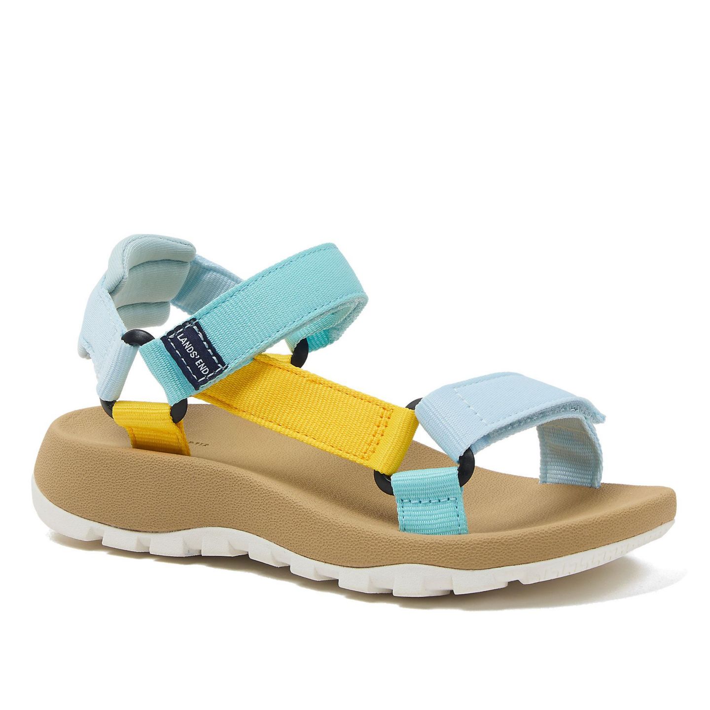 Детские сандалии Lands' End Little Girls Colorful Traveler Sport Strap, цвет: Разноцветный / Аквамариновый — фото 1