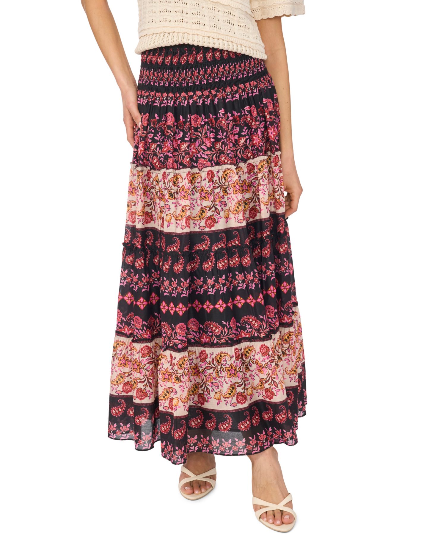 Women's Tiered Smock Waist Maxi Skirt