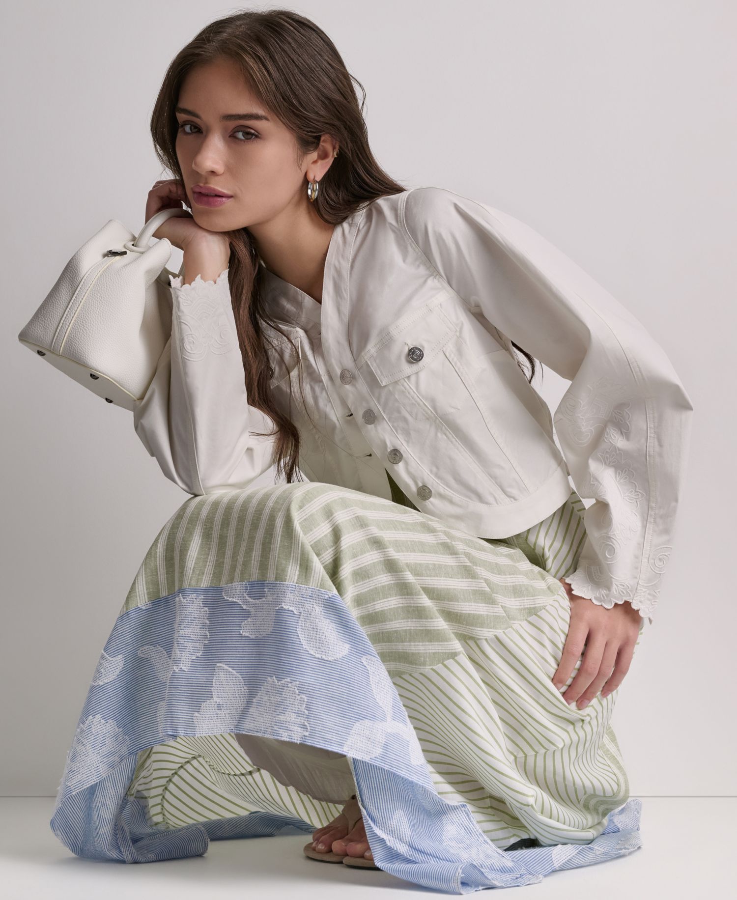 Women's V-Neck Tulip Hem Cropped Jacket