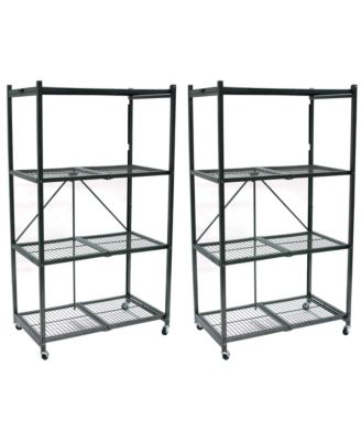 4 Tier Multipurpose Folding Storage Organizing Rack with Wheels (2 Pack)