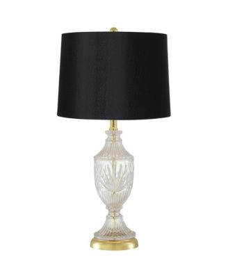 Traditional Table Lamp 26.5" High Brass Cut Glass Urn Accent Hardback Drum Shade Living Room Bedroom Bedside Nightstand
