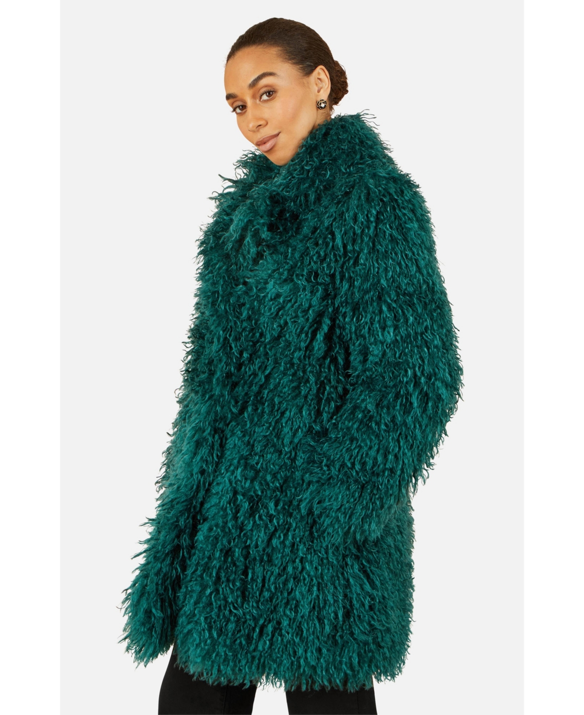 Yumi Women's Luxe Long Hair Faux Fur Coat