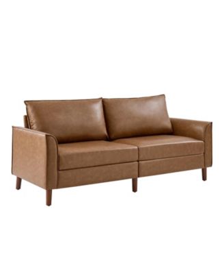 Alpha Mid-Century Modern Faux Leather Sofa