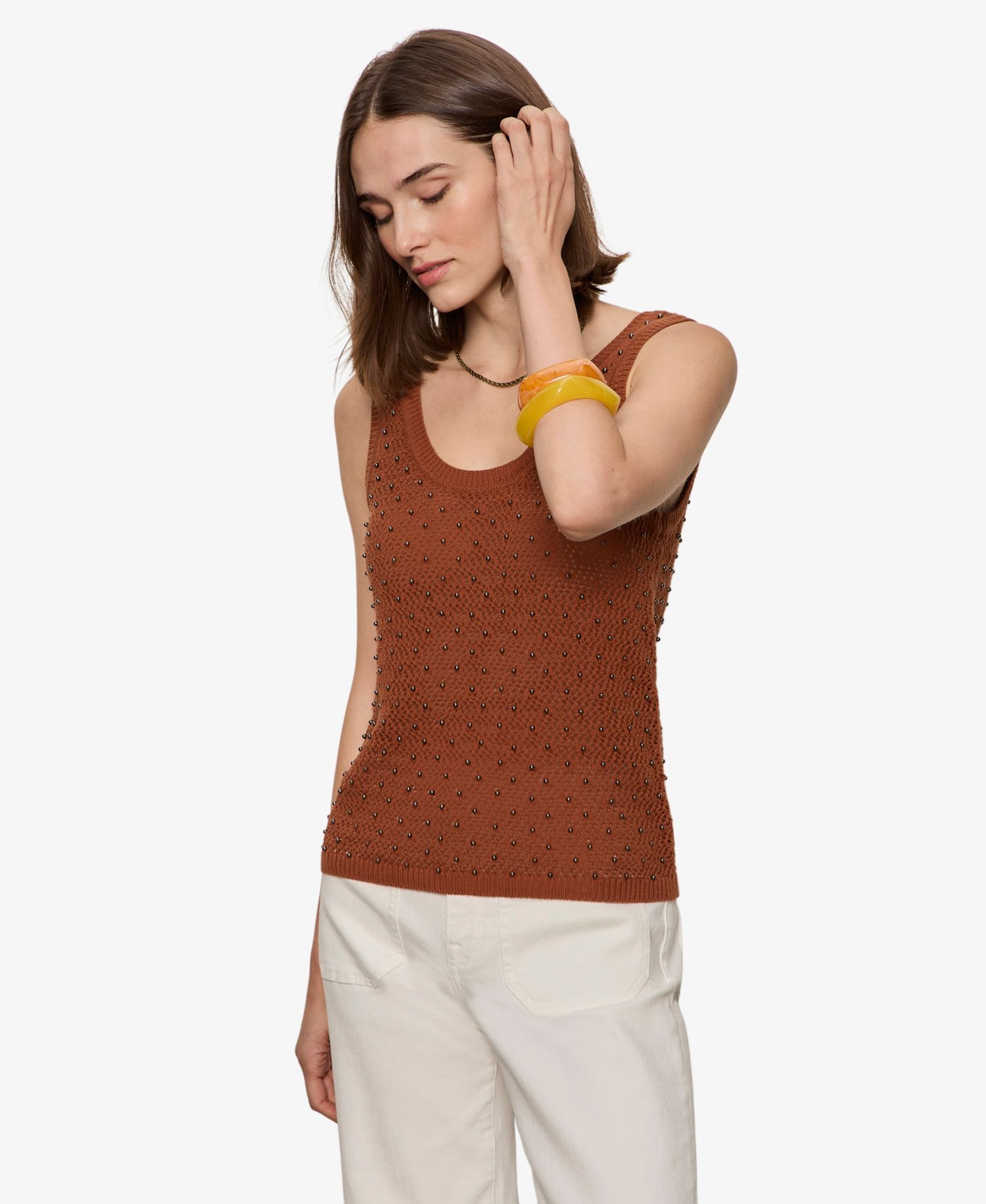 Women's Dune Studded Scoop Neck Sweater