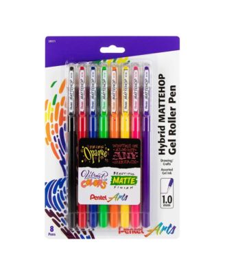 Arts Hybrid Mattehop Gel Roller, 1.0mm, Matte Assorted Colors, Pack of 8 Pens