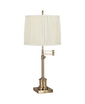 360 Lighting Westbury 36" Tall Skinny Large Traditional End Table Lamp Swing Arm Antique Brass Finish Cascade Shade