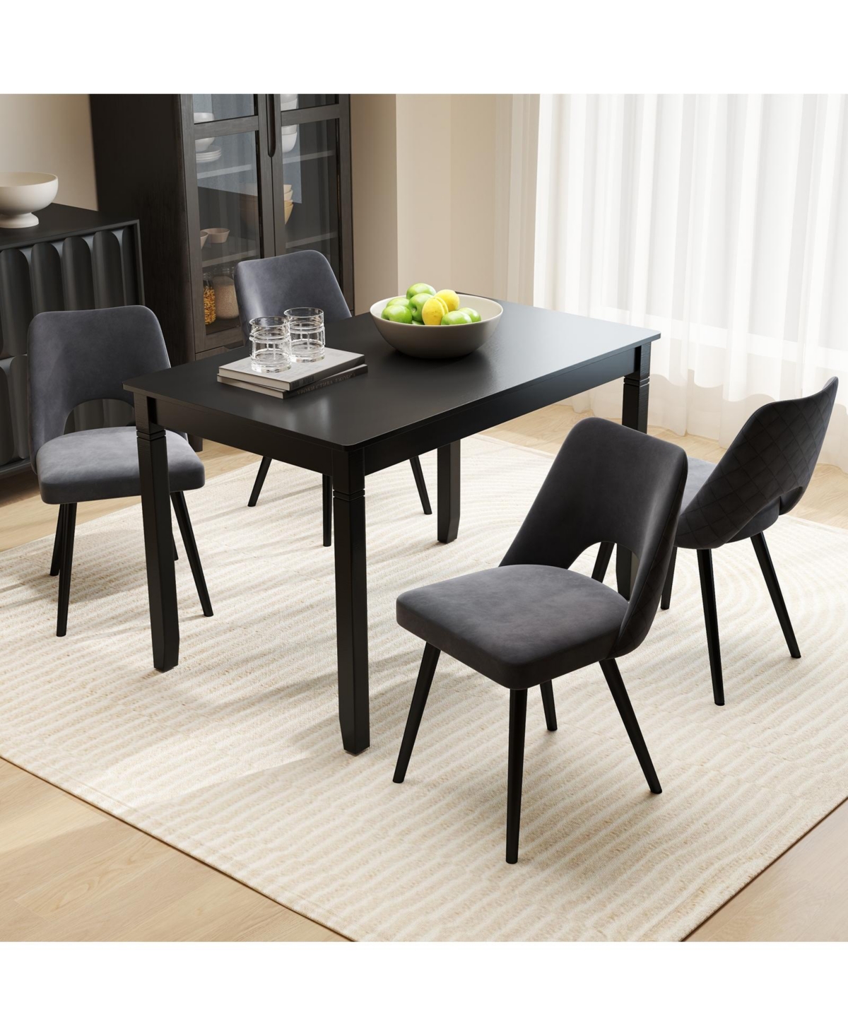 Slickblue 48 Inches Kitchen Dining Table Wood for 4 Rubber Wood Legs