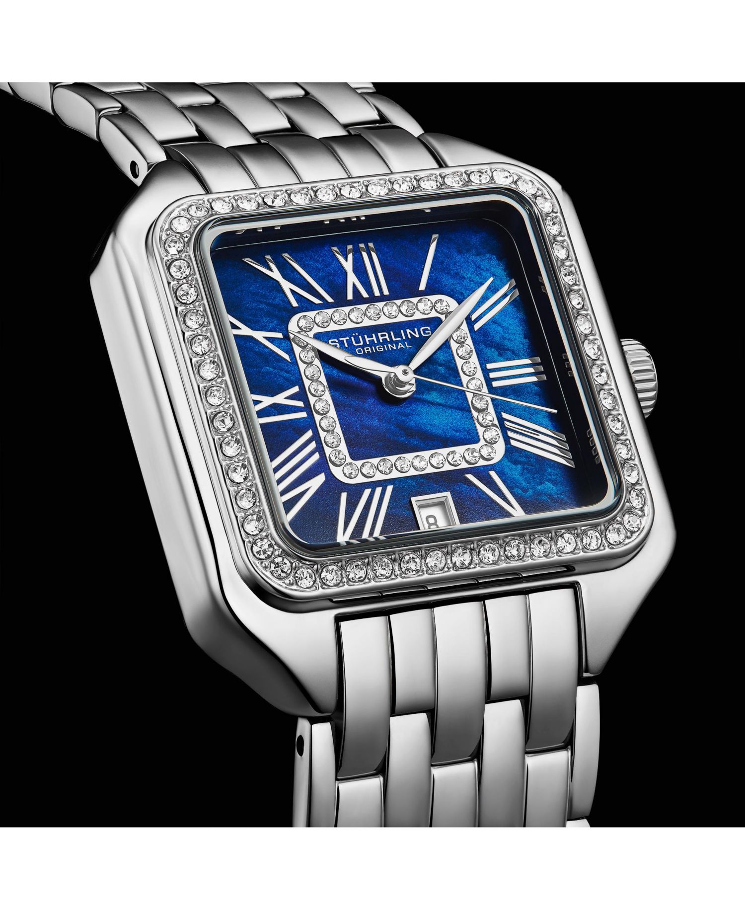 Valencia 4067 Women s Quartz Watch, 32mm Square Crystal Bezel, Stainless Steel Bracelet