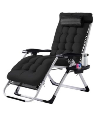 Zero Gravity Recliner Chair Folding Patio Lounge with Cushion Cup Holder