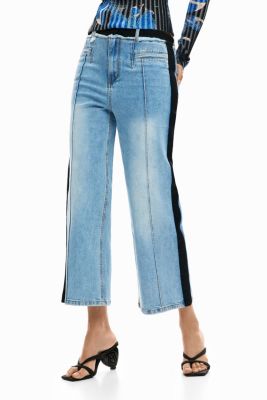 Women's Two-material denim trousers