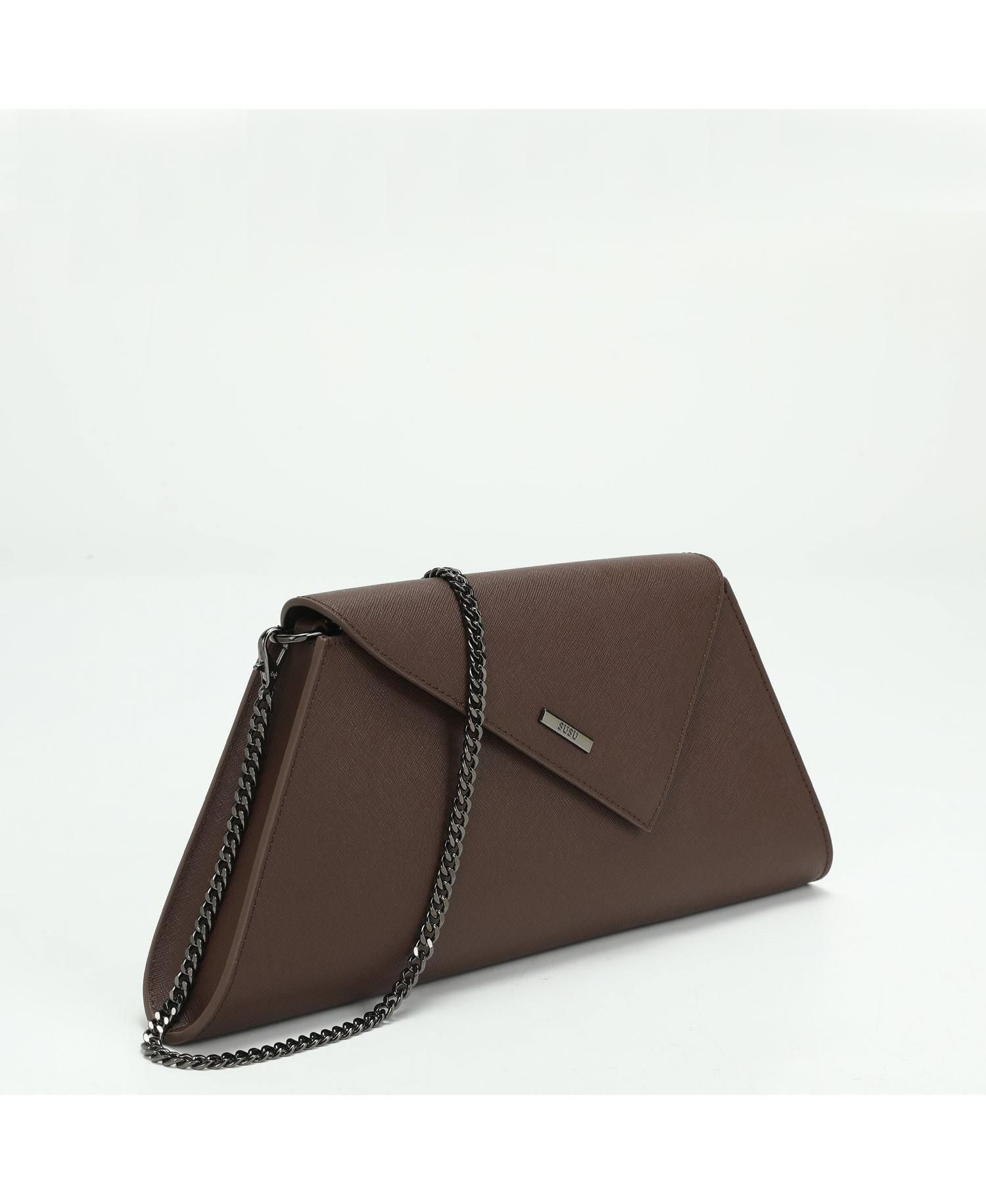 Women's Saffiano Leather Envelope Clutch Purse Crossbody Shoulder Evening Bag Elegant Handbag with Chain Strap