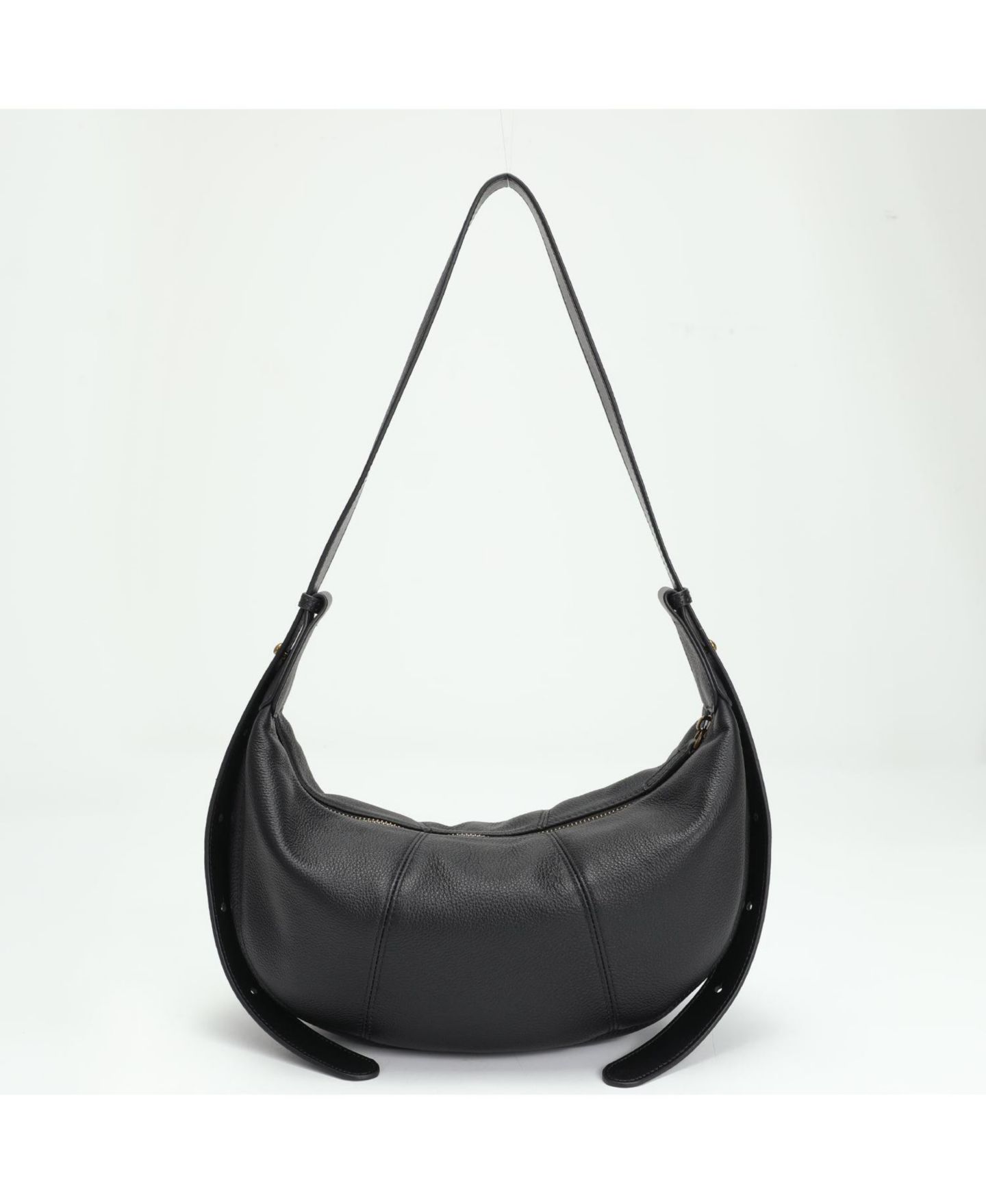 Женская сумка SUSU Vera Leather Crescent Bag Half-Moon Hobo Croissant Style Dumpling Shoulder Purse, цвет: Чёрный — фото 5