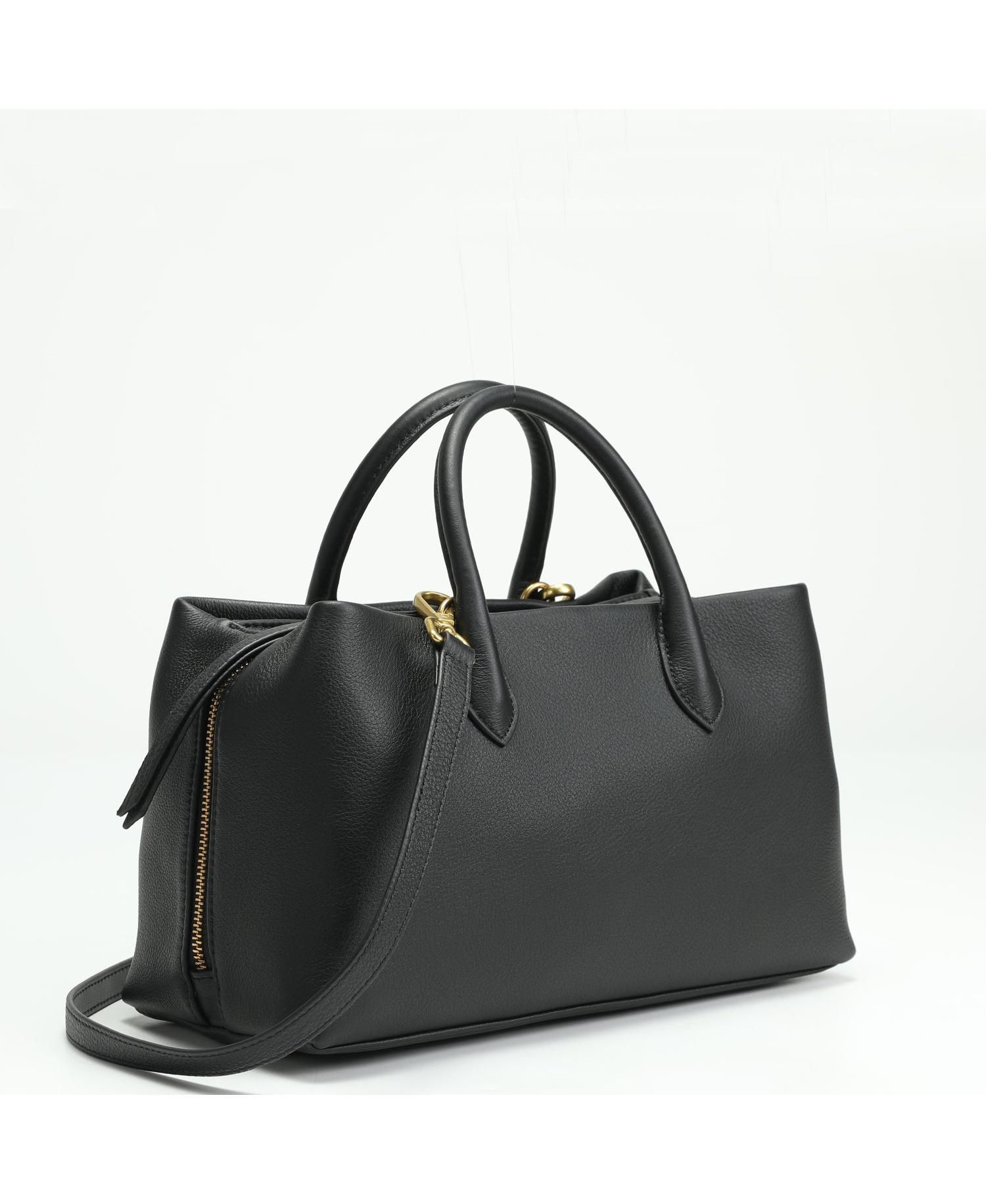 Women's Luna Pebbled Leather Top Handle Satchel Bag for Women Structured Crossbody Shoulder Handbag