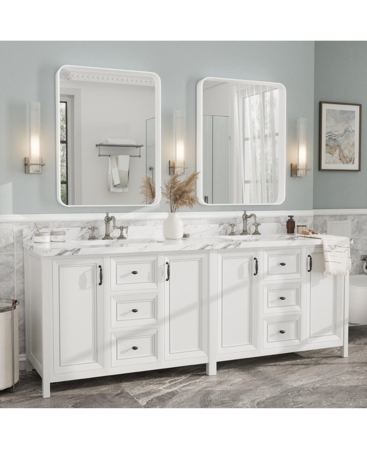 Apmir 28" x 36" High-Strength Tempered Glass and Aluminum Alloy Framed Wall Decor Bathroom Vanity Mirror