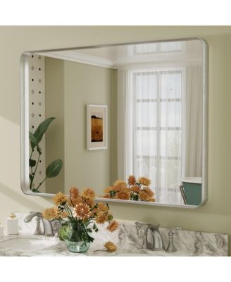 48" x 36" High-Strength Tempered Glass and Aluminum Alloy Framed Wall Decor Bathroom Vanity Mirror