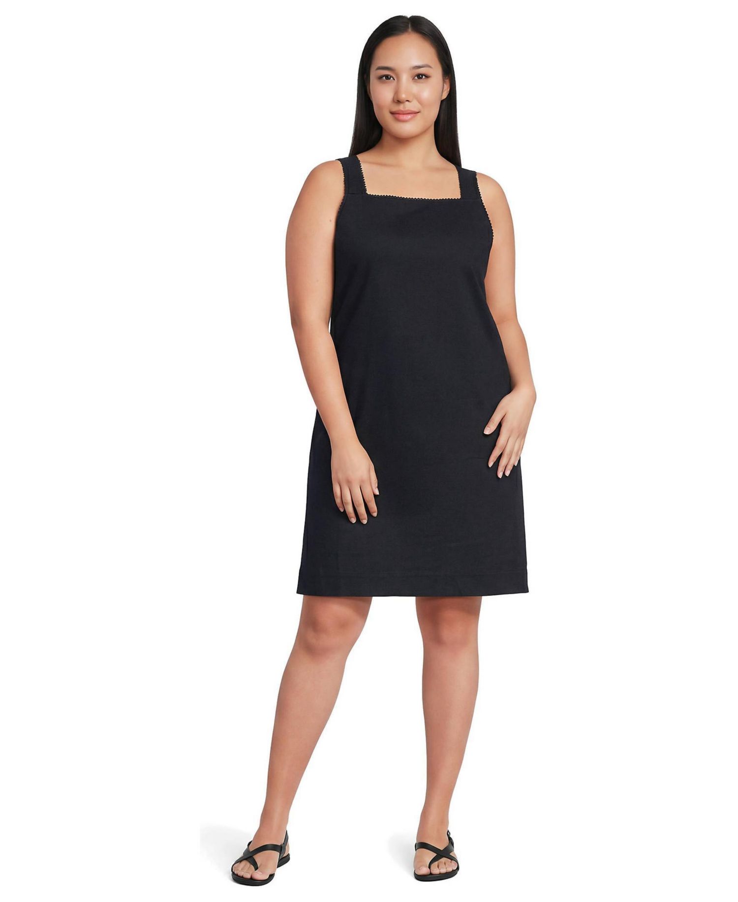 Plus Size Linen Shift Above the Knee Dress