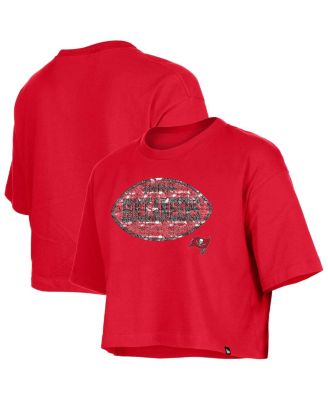 Girl's Red Tampa Bay Buccaneers Flip Sequin Boxy T-Shirt