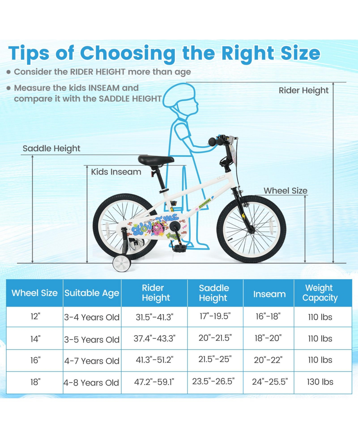 Slickblue Kids Ride On Bike with Training Wheels