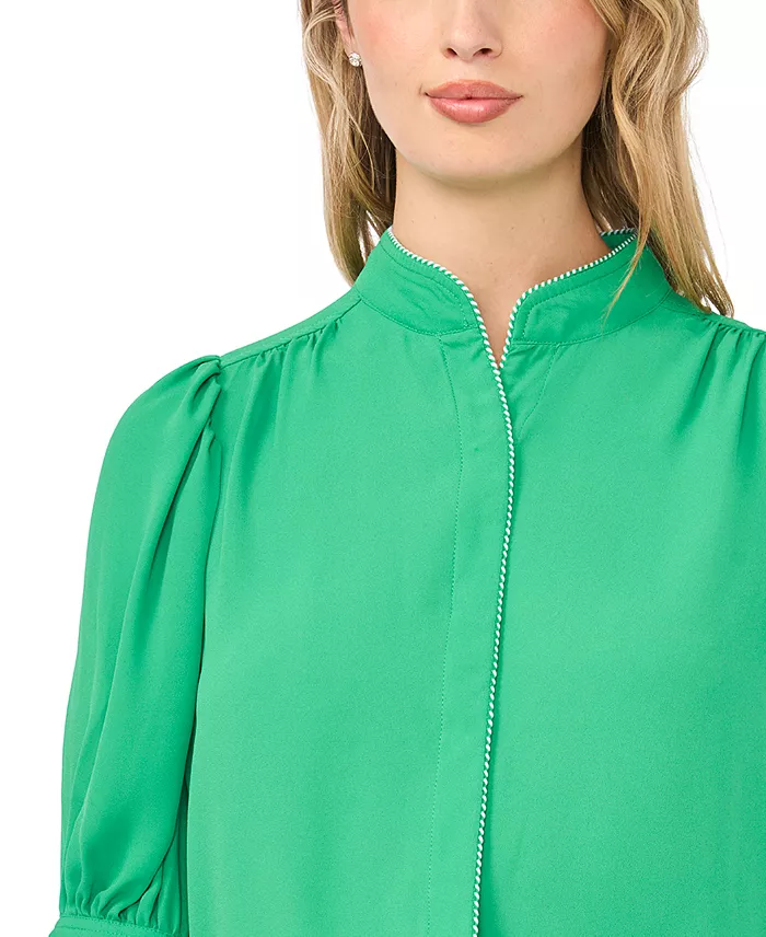Women's Pearce Puff-Sleeve Open Collar Top - thumbnail 3