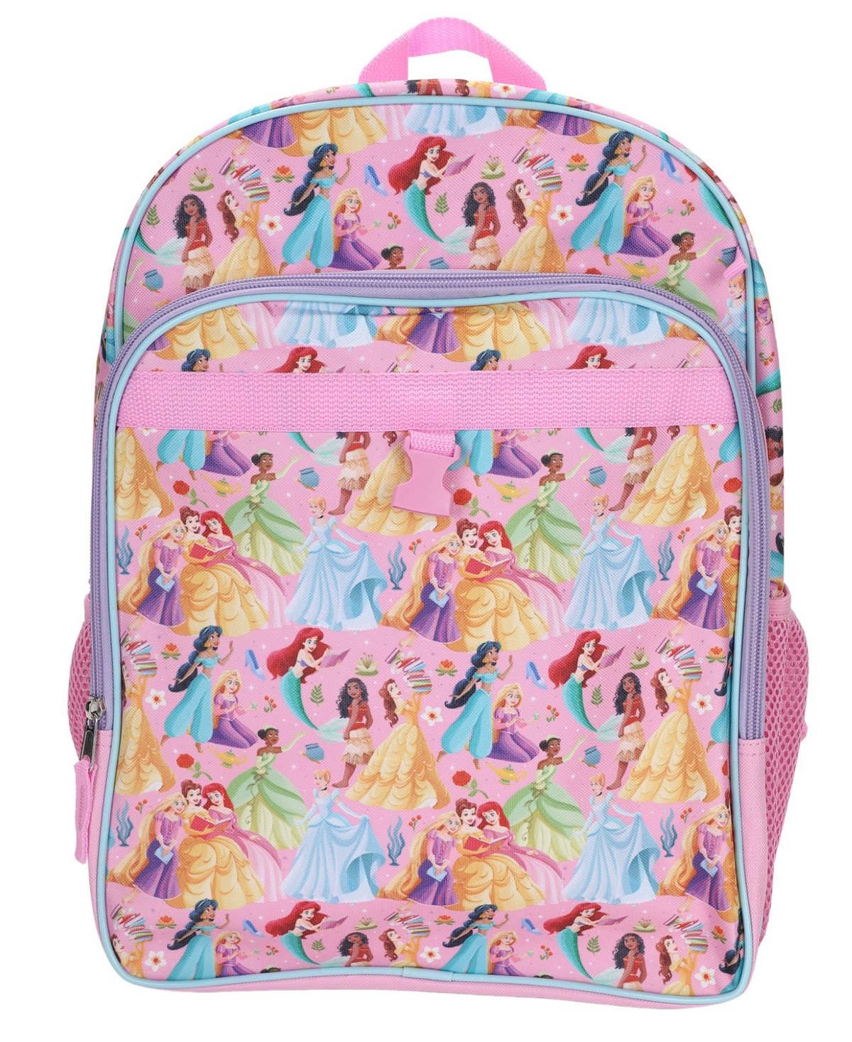 Disney Princess Girls' All Over Print Backpack, Lunch Bag, Pencil Case and Key Chain, 4-Piece Set